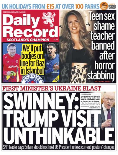 Daily Record Newspaper Front Page (UK) for 5 March 2025