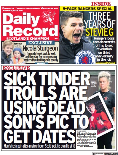 Daily Record Newspaper Front Page (UK) for 5 May 2021