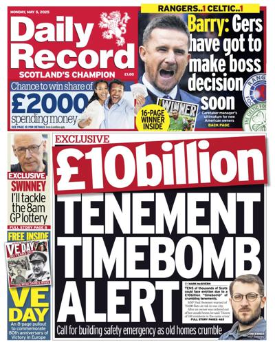 Daily Record Newspaper Front Page (UK) for 5 May 2025