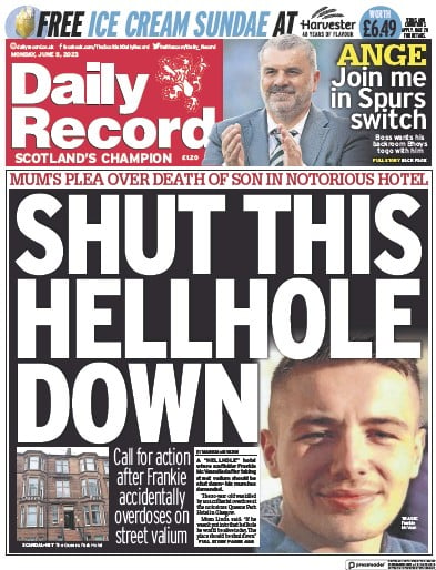 Daily Record Newspaper Front Page (UK) for 5 June 2023