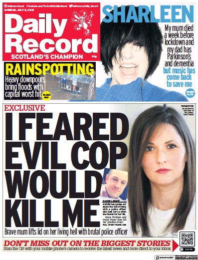 Daily Record Newspaper Front Page (UK) for 5 July 2021