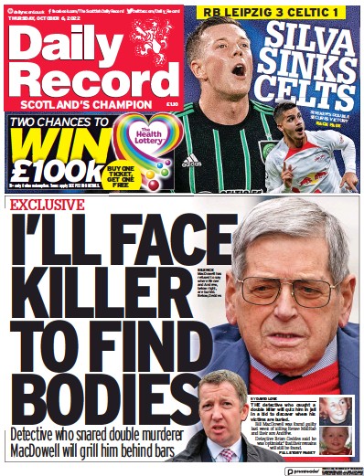 Daily Record Newspaper Front Page (UK) for 6 October 2022