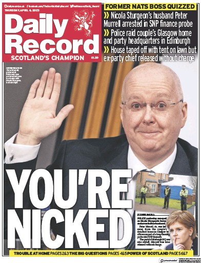 Daily Record Newspaper Front Page (UK) for 6 April 2023