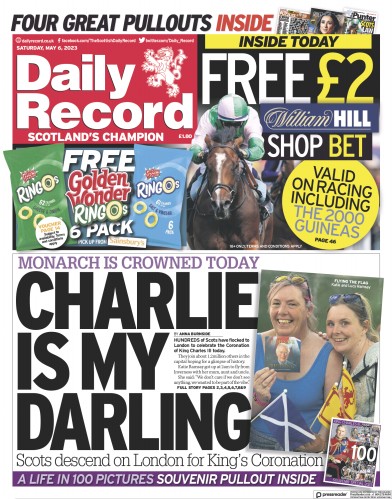 Daily Record Newspaper Front Page (UK) for 6 May 2023