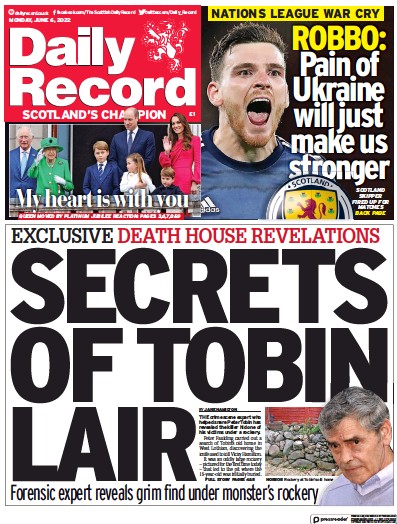 Daily Record Newspaper Front Page (UK) for 6 June 2022