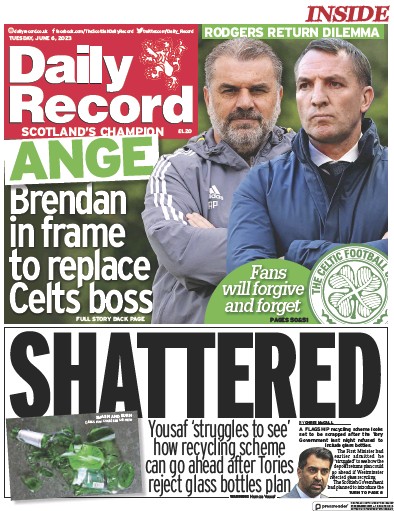 Daily Record Newspaper Front Page (UK) for 6 June 2023