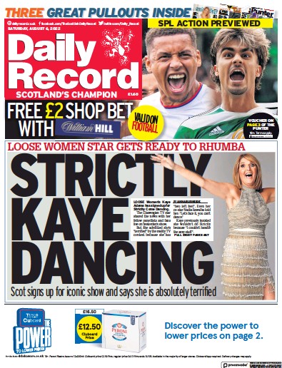 Daily Record Newspaper Front Page (UK) for 6 August 2022