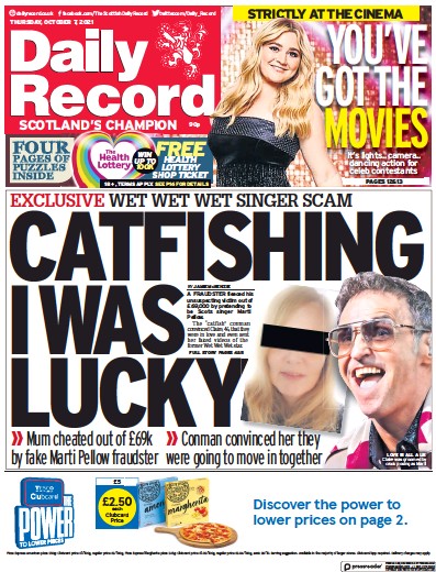 Daily Record Newspaper Front Page (UK) for 7 October 2021