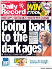 Daily Record (UK) Newspaper Front Page for 7 October 2022