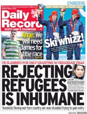 Daily Record (UK) Newspaper Front Page for 7 March 2022