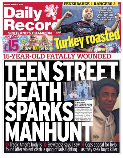 Daily Record Newspaper Front Page (UK) for 7 March 2025