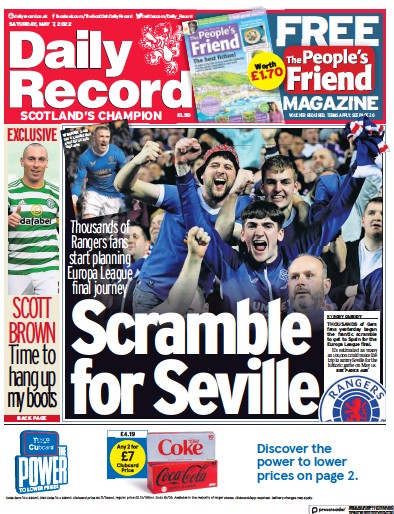 Daily Record Newspaper Front Page (UK) for 7 May 2022