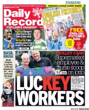 Daily Record (UK) Newspaper Front Page for 7 August 2021