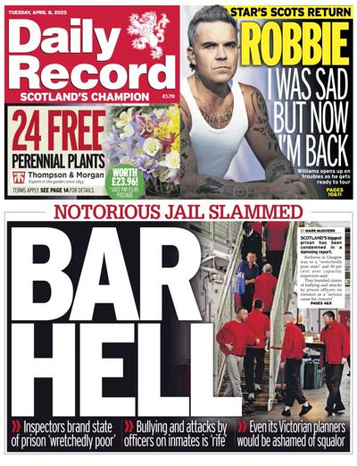 Daily Record Newspaper Front Page (UK) for 8 April 2025