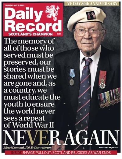 Daily Record Newspaper Front Page (UK) for 8 May 2025