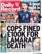 Daily Record (UK) Newspaper Front Page for 8 September 2021