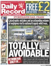 Daily Record front page for 8 September 2023