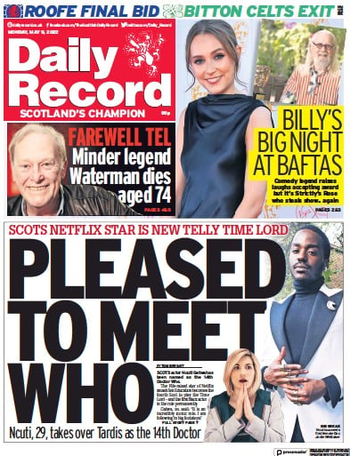 Daily Record Newspaper Front Page (UK) for 9 May 2022