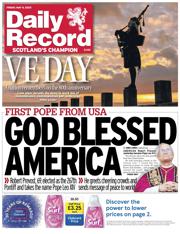 Daily Record front page for 9 May 2025