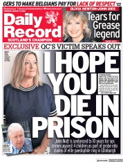 Daily Record (UK) Newspaper Front Page for 9 August 2022