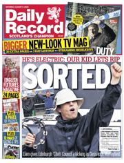 Daily Record front page for 9 August 2025