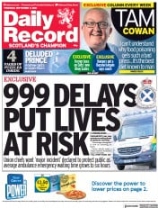 Daily Record (UK) Newspaper Front Page for 9 September 2021
