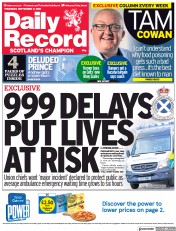 Daily Record (UK) Newspaper Front Page for 9 September 2021