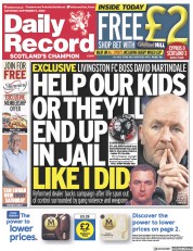 Daily Record front page for 9 September 2023