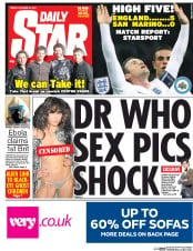 Daily Star (UK) Newspaper Front Page for 10 October 2014