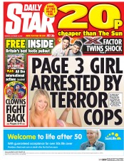 Daily Star (UK) Newspaper Front Page for 10 October 2016