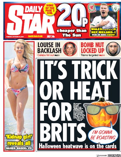 Daily Star Newspaper Front Page (UK) for 10 October 2017