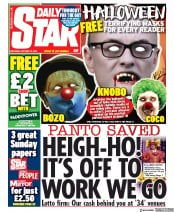 Daily Star (UK) Newspaper Front Page for 10 October 2020