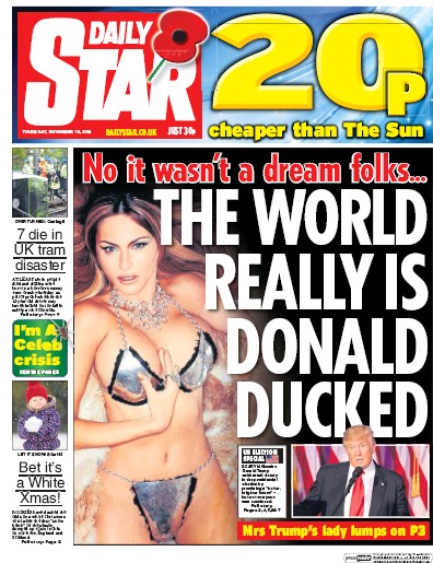 Daily Star Newspaper Front Page (UK) for 10 November 2016