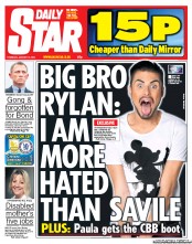 Daily Star (UK) Newspaper Front Page for 10 January 2013