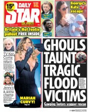Daily Star (UK) Newspaper Front Page for 10 February 2014