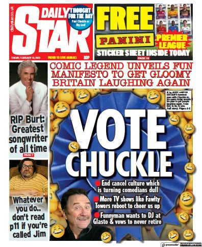 Daily Star Newspaper Front Page (UK) for 10 February 2023