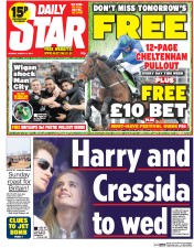Daily Star (UK) Newspaper Front Page for 10 March 2014