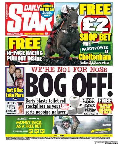 Daily Star Newspaper Front Page (UK) for 10 March 2020