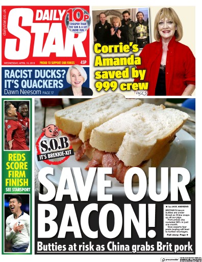 Daily Star Newspaper Front Page (UK) for 10 April 2019
