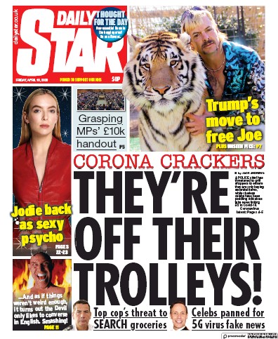 Daily Star Newspaper Front Page (UK) for 10 April 2020