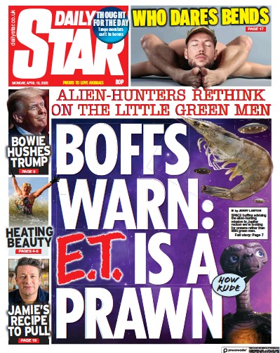 Daily Star Newspaper Front Page (UK) for 10 April 2023
