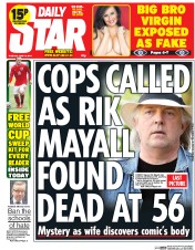 Daily Star (UK) Newspaper Front Page for 10 June 2014