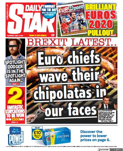 Daily Star Newspaper Front Page (UK) for 10 June 2021