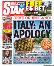 Daily Star (UK) Newspaper Front Page for 10 July 2021