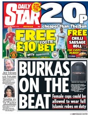 Daily Star (UK) Newspaper Front Page for 10 September 2016
