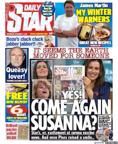 Daily Star Newspaper Front Page (UK) for 11 November 2020