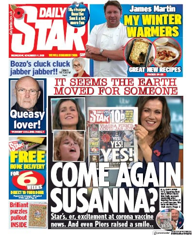 Daily Star Newspaper Front Page (UK) for 11 November 2020