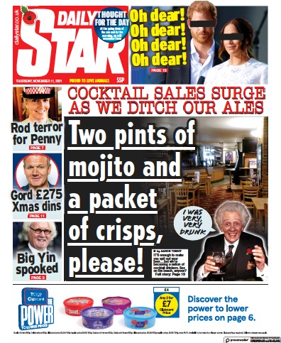 Daily Star Newspaper Front Page (UK) for 11 November 2021