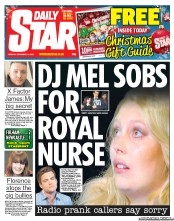 Daily Star (UK) Newspaper Front Page for 11 December 2012