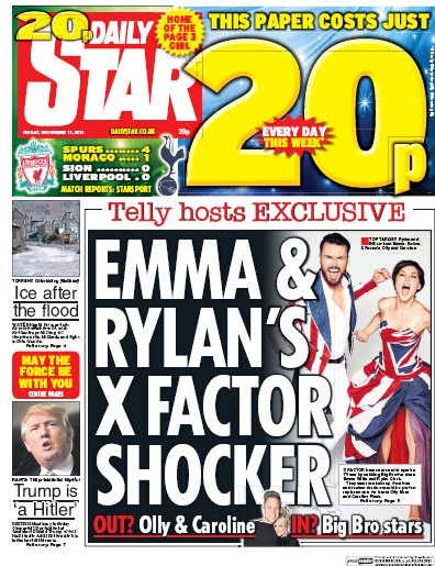Daily Star Newspaper Front Page (UK) for 11 December 2015